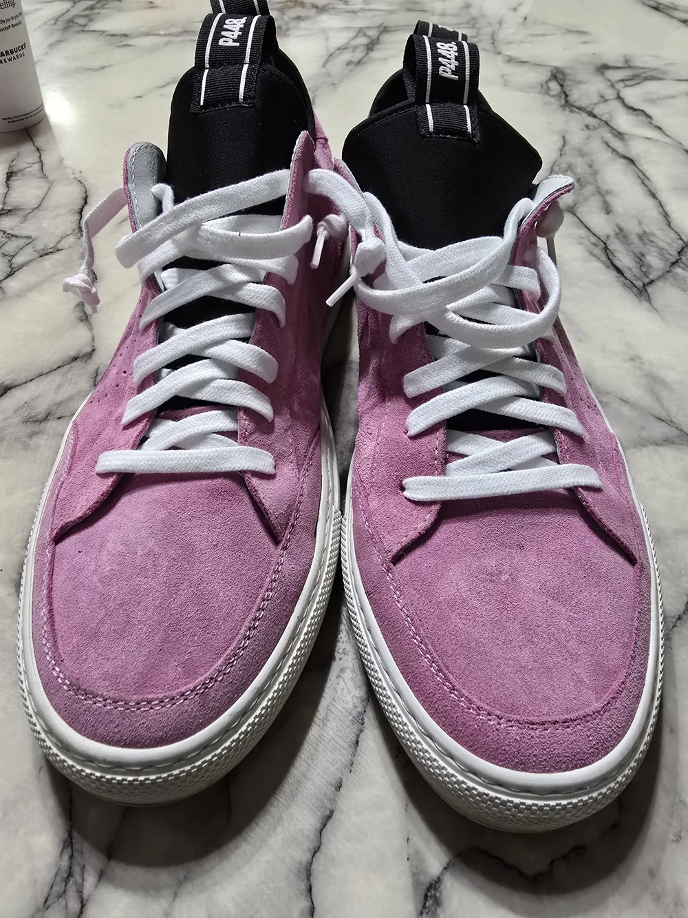 P448 Men’s Pink Suede Low-Top Sneakers with White Laces